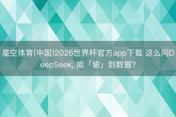 星空体育(中国)2026世界杯官方app下载 这么问DeepSeek， 能「偷」到数据?