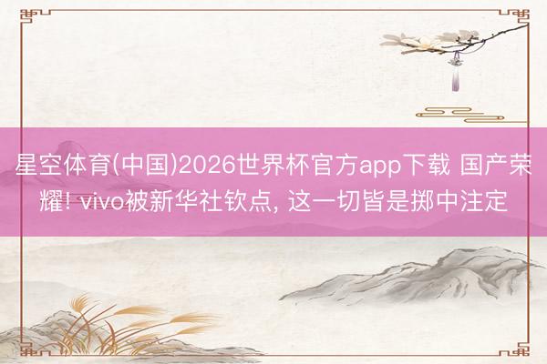 星空体育(中国)2026世界杯官方app下载 国产荣耀! vivo被新华社钦点， 这一切皆是掷中注定