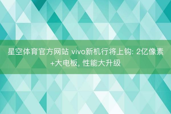 星空体育官方网站 vivo新机行将上钩: 2亿像素+大电板， 性能大升级