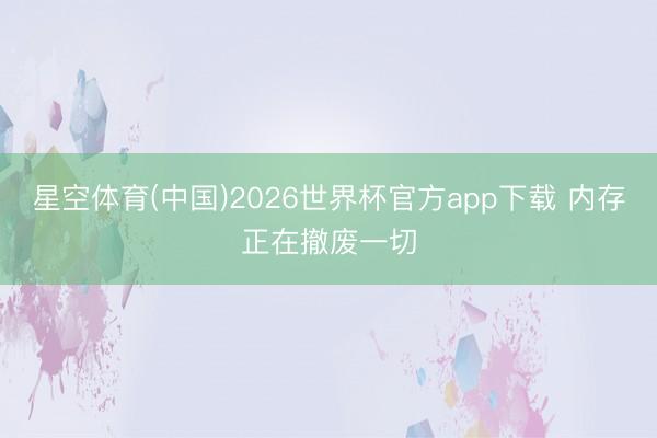 星空体育(中国)2026世界杯官方app下载 内存正在撤废一切