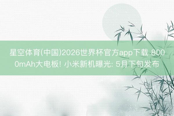 星空体育(中国)2026世界杯官方app下载 8000mAh大电板! 小米新机曝光: 5月下旬发布