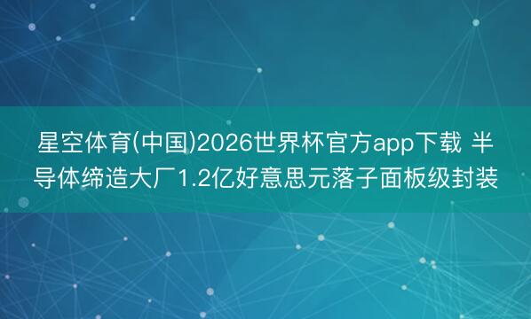 星空体育(中国)2026世界杯官方app下载 半导体缔造大厂1.2亿好意思元落子面板级封装
