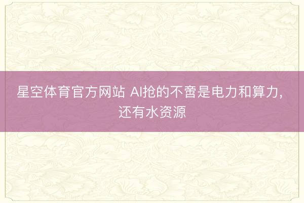 星空体育官方网站 AI抢的不啻是电力和算力， 还有水资源