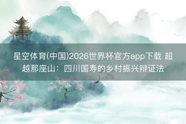 星空体育(中国)2026世界杯官方app下载 超越那座山：四川国寿的乡村振兴辩证法