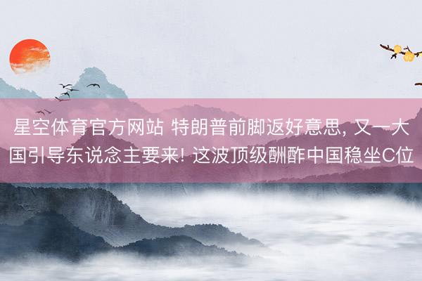 星空体育官方网站 特朗普前脚返好意思， 又一大国引导东说念主要来! 这波顶级酬酢中国稳坐C位