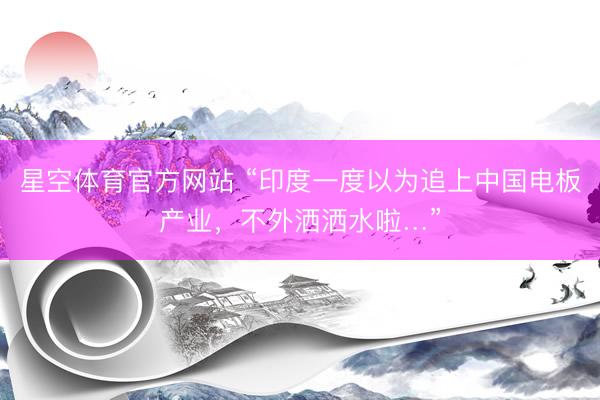 星空体育官方网站 “印度一度以为追上中国电板产业，不外洒洒水啦…”