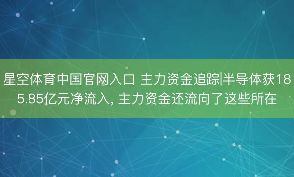 星空体育中国官网入口 主力资金追踪|半导体获185.85亿元净流入， 主力资金还流向了这些所在