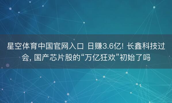 星空体育中国官网入口 日赚3.6亿! 长鑫科技过会， 国产芯片股的“万亿狂欢”初始了吗