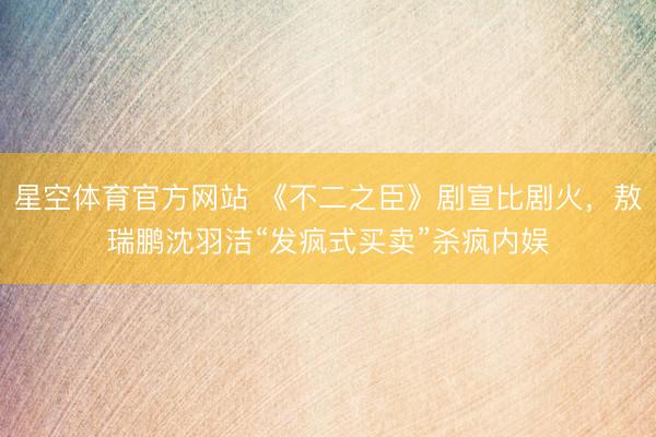 星空体育官方网站 《不二之臣》剧宣比剧火，敖瑞鹏沈羽洁“发疯式买卖”杀疯内娱