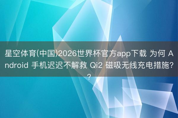 星空体育(中国)2026世界杯官方app下载 为何 Android 手机迟迟不解救 Qi2 磁吸无线充电措施?