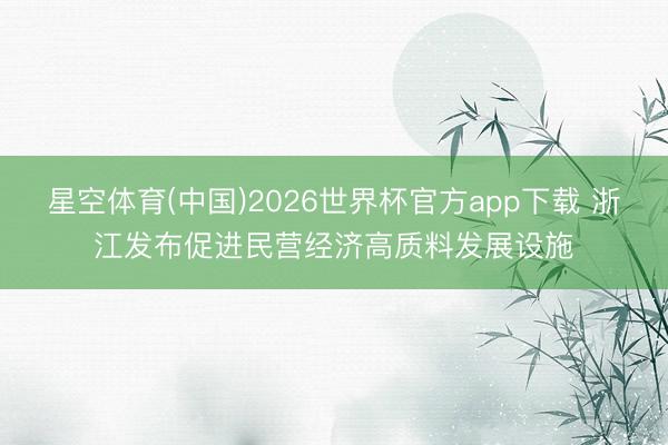 星空体育(中国)2026世界杯官方app下载 浙江发布促进民营经济高质料发展设施