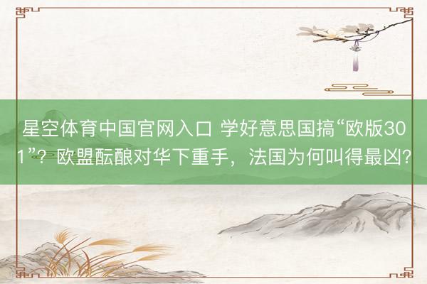 星空体育中国官网入口 学好意思国搞“欧版301”？欧盟酝酿对华下重手，法国为何叫得最凶？